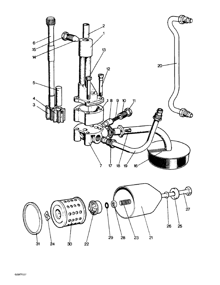 Схема запчастей Case IH 885 - (2-10) - LUBRICATING OIL PUMP, PIPES AND FILTER (02) - ENGINE