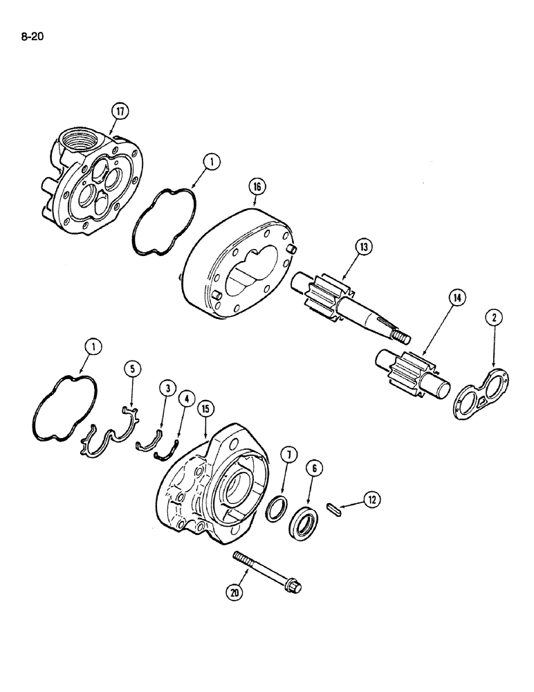 Схема запчастей Case IH 1620 - (8-020) - HEADER LIFT PUMP ASSEMBLY (07) - HYDRAULICS