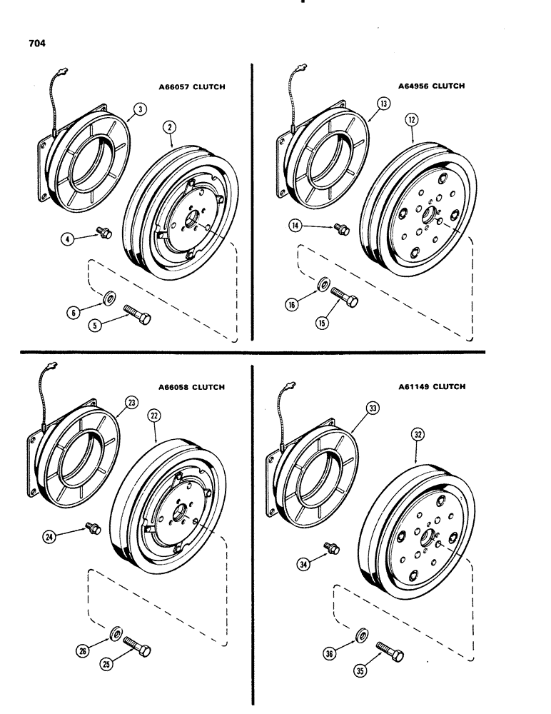 Схема запчастей Case IH 1070 - (0704) - COMPRESSOR CLUTCH, FOR 1/2 INCH BELT (09) - CHASSIS/ATTACHMENTS