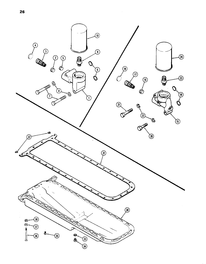 Схема запчастей Case IH 1070 - (026) - OIL FILTER, (451B) DIESEL ENGINE (02) - ENGINE