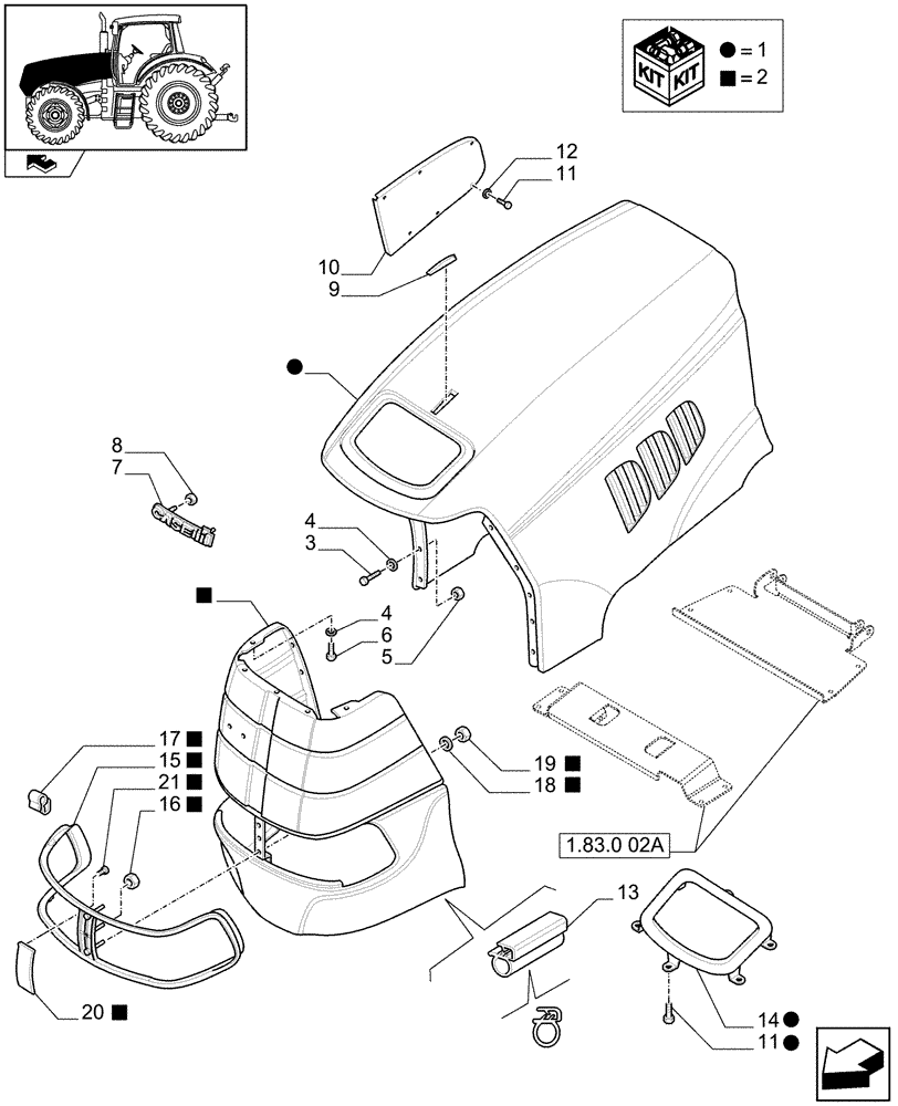 Схема запчастей Case IH PUMA 140 - (1.83.0[01A]) - HOOD - HOOD - D6653 (08) - SHEET METAL