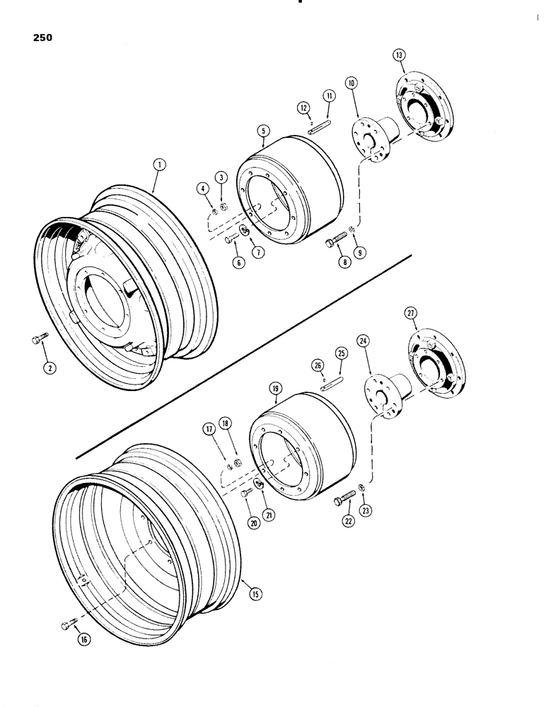 Схема запчастей Case IH 1270 - (250) - OUTER DUAL WHEEL SPACER, CAST WHEEL WITH 3-7/8 INCH DIAMETER AXLE (06) - POWER TRAIN