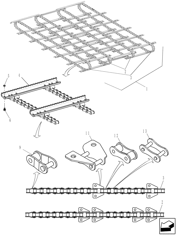 Схема запчастей Case IH 7230 - (60.105.03) - CHAIN ASSY AND FEEDER SLATS (60) - PRODUCT FEEDING