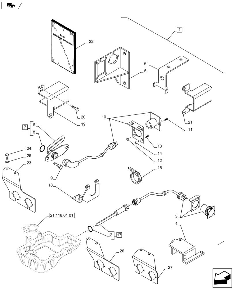 Схема запчастей Case IH PUMA 200 - (88.010.01) - DIA KIT - ENGINE BLOCK AND TRANSMISSION OIL HEATERS (110 V) (88) - ACCESSORIES