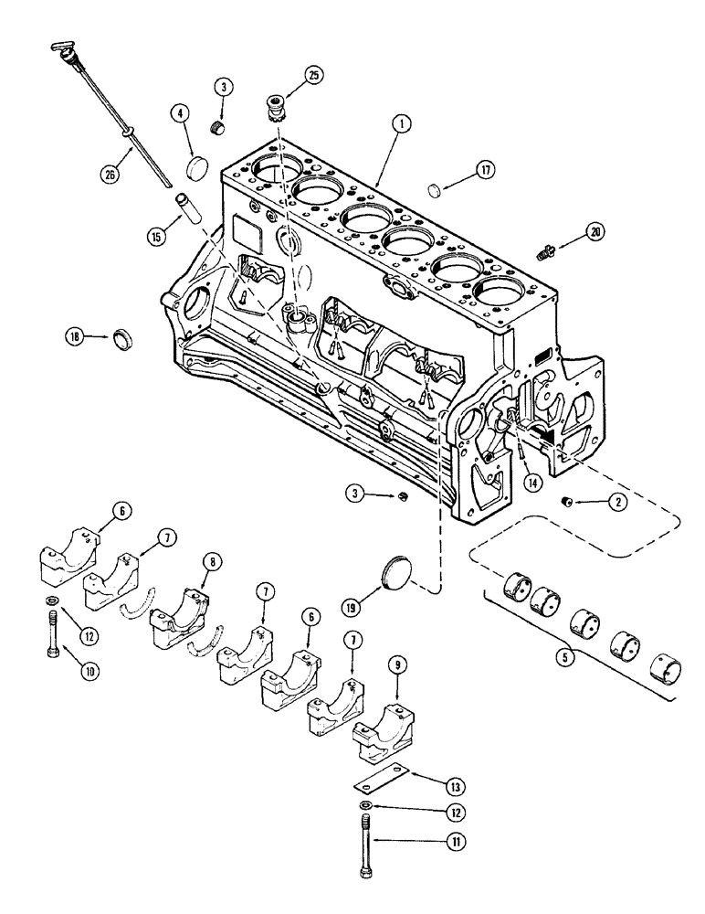 Схема запчастей Case IH 1570 - (028) - CYLINDER BLOCK, 504BDT DIESEL ENGINE (02) - ENGINE