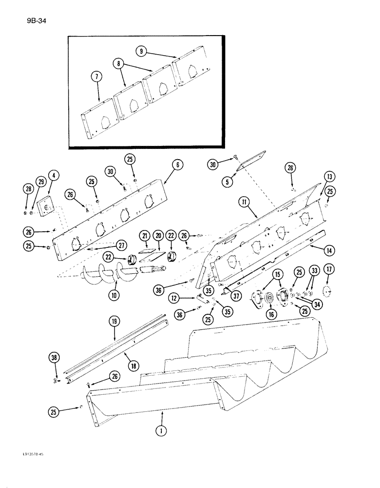 Схема запчастей Case IH 1640 - (9B-34) - AUGER BED (14) - ROTOR, CONCANVES & SIEVE