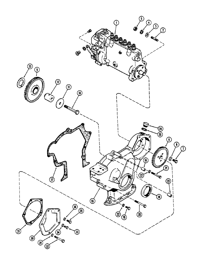 Схема запчастей Case IH 1175 - (048) - FUEL INJECTION PUMP DRIVE, (451BDT) TURBO DIESEL ENGINE (03) - FUEL SYSTEM