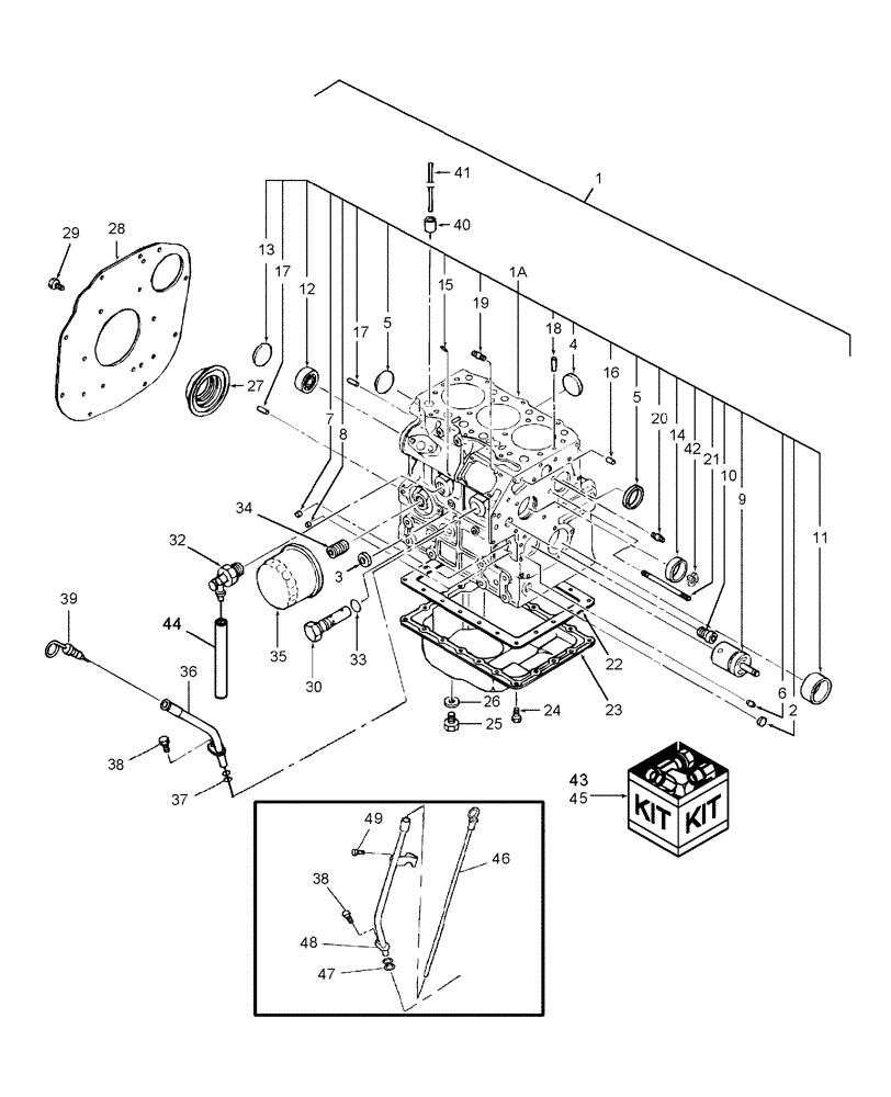 Схема запчастей Case IH DX21 - (01.01) - CYLINDER BLOCK (01) - ENGINE