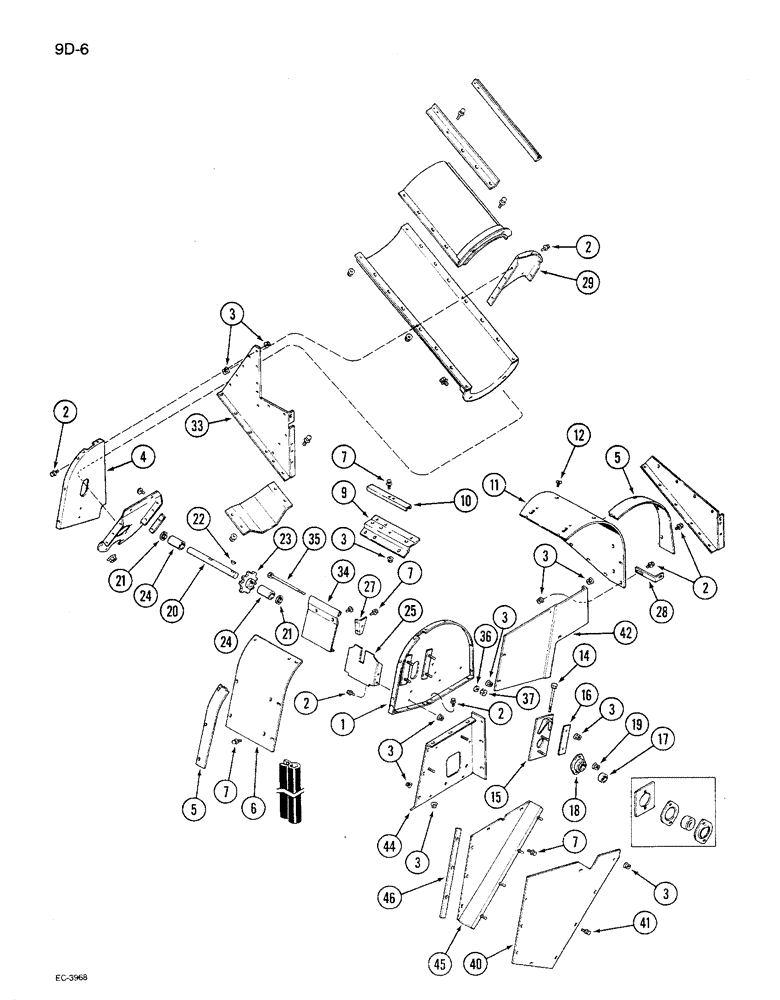 Схема запчастей Case IH 1680 - (9D-06) - INCLINED GRAIN ELEVATOR HEAD (16) - GRAIN ELEVATORS & AUGERS