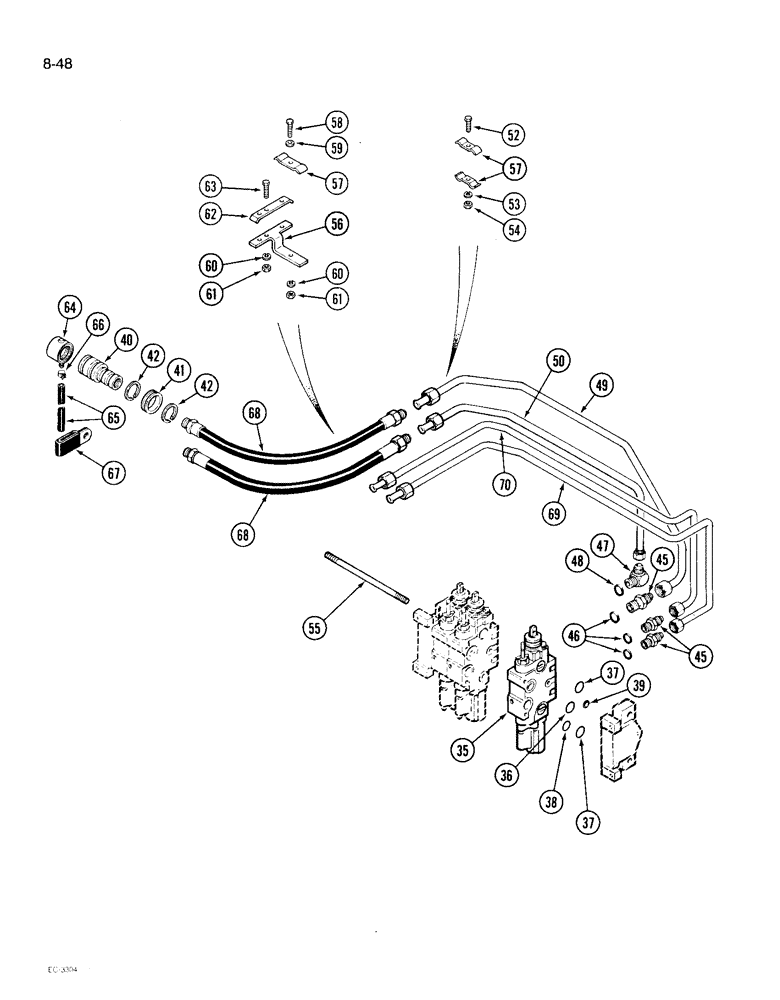 Схема запчастей Case IH 1896 - (8-48) - REMOTE ADD-ON ATTACHMENT, NO. THREE OR NO. FOUR CIRCUIT, WITHOUT LOAD CHECK (08) - HYDRAULICS