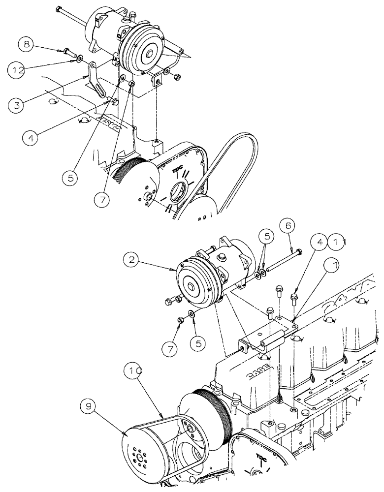 Схема запчастей Case IH SPX3310 - (03-031) - A/C GROUP (01) - ENGINE