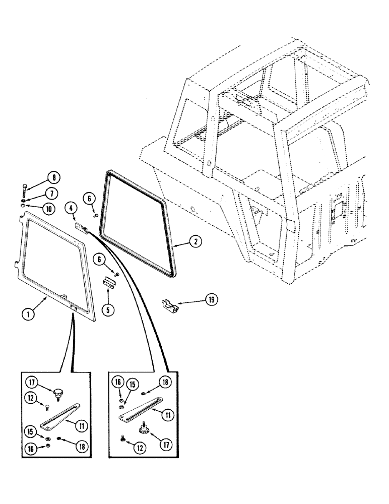 Схема запчастей Case IH 2594 - (9-112) - CAB, SIDE WINDOW (09) - CHASSIS/ATTACHMENTS