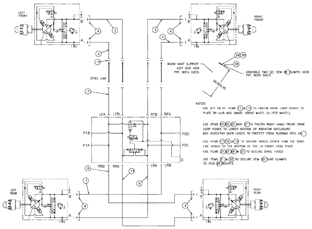 Схема запчастей Case IH SPX3310 - (06-003) - HYDRAULIC DRIVE LOOP GROUP Hydraulic Plumbing