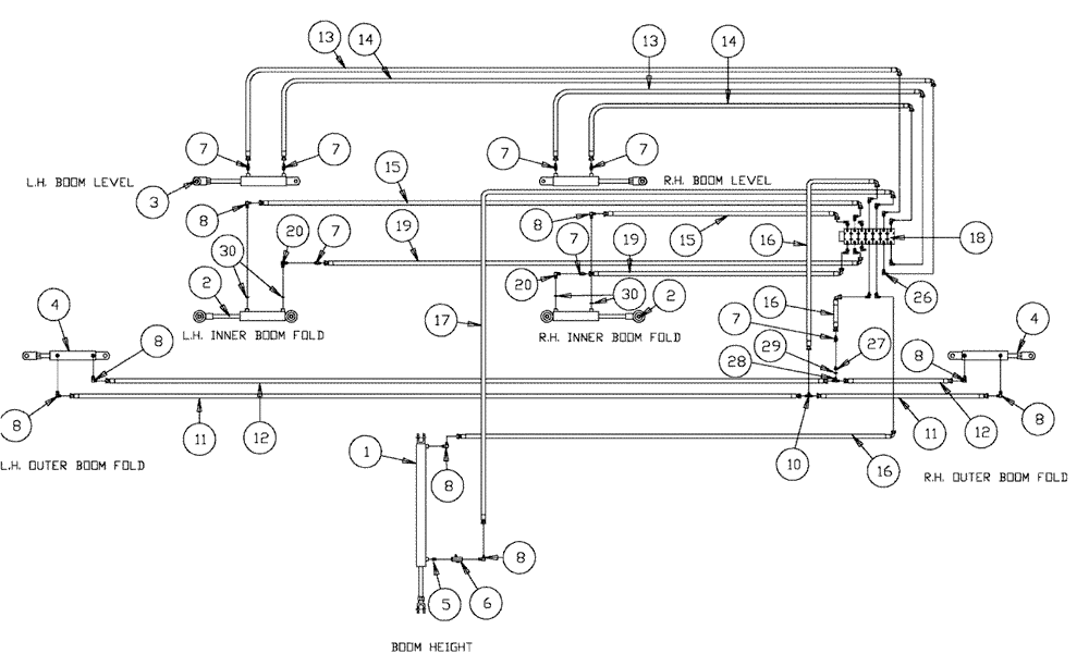 Схема запчастей Case IH 3150 - (06-010) - 75 BOOM HYDRAULICS Hydraulic Plumbing