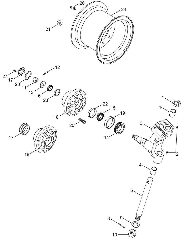 Схема запчастей Case IH 2377 - (05-07) - AXLE, ADJUSTABLE - STEERING KNUCKLE, HUB AND WHEELS (04) - STEERING