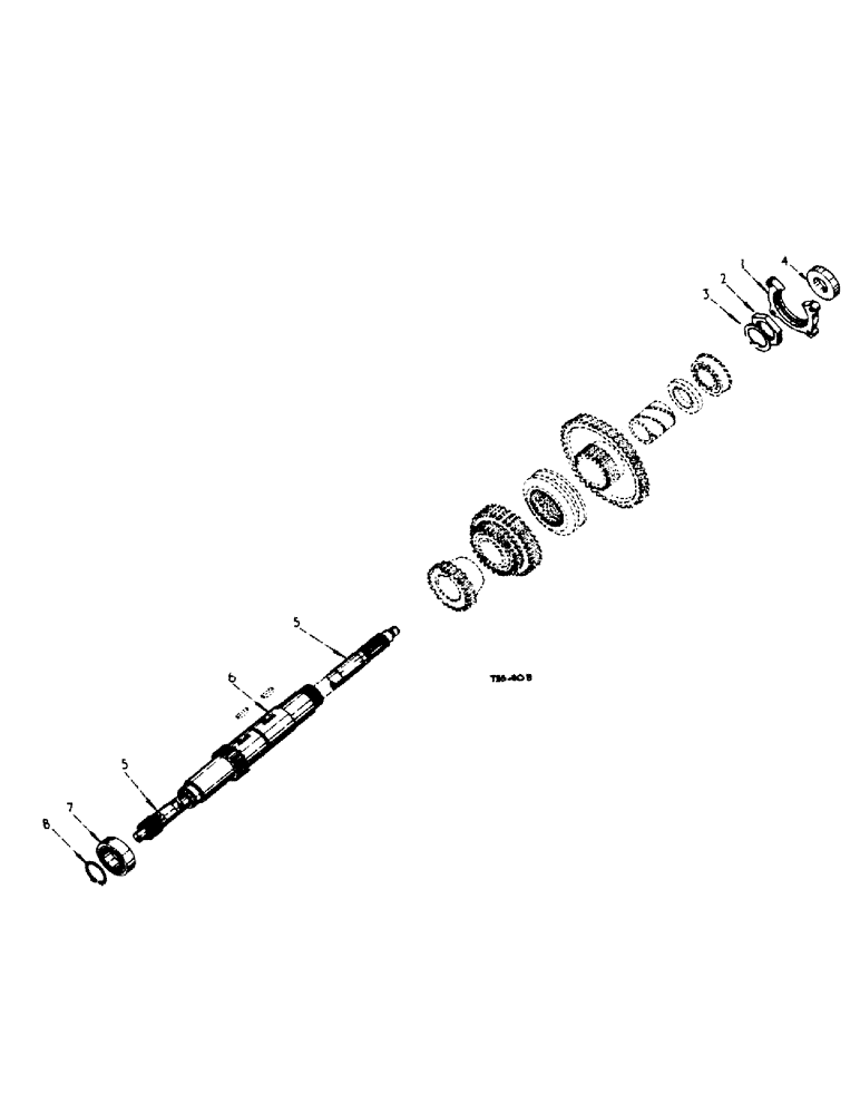 Схема запчастей Case IH 444 - (6-51) - FULL FORWARD AND REVERSE ATTACHMENT, TRANSMISSION GEARS AND SHAFTS (06) - POWER TRAIN