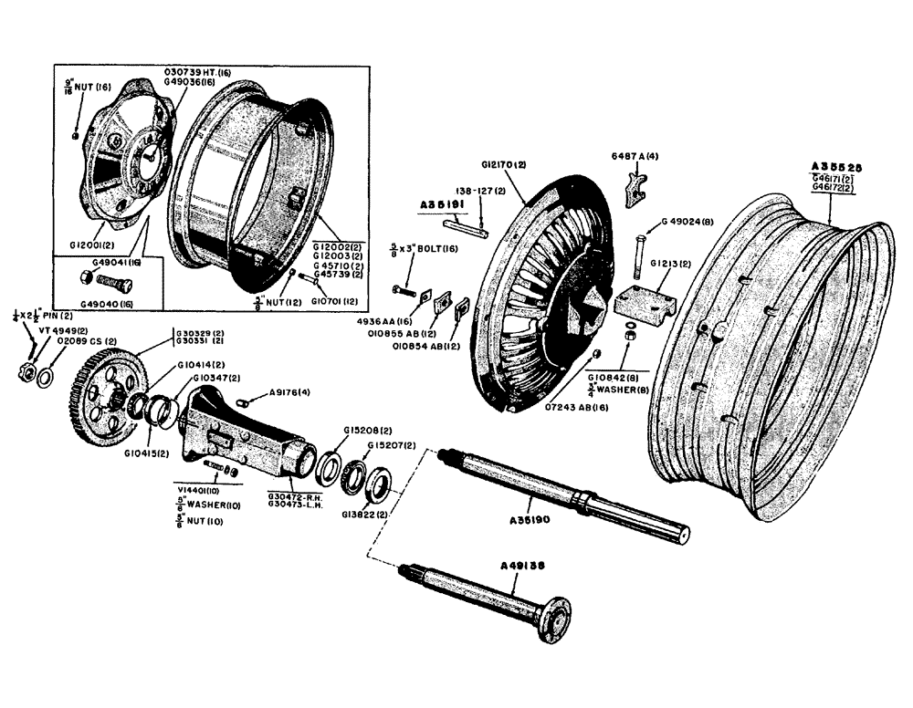 Схема запчастей Case IH 630 - (086) - FINAL DRIVE GEARS, REAR AXLES AND REAR WHEELS (06) - POWER TRAIN