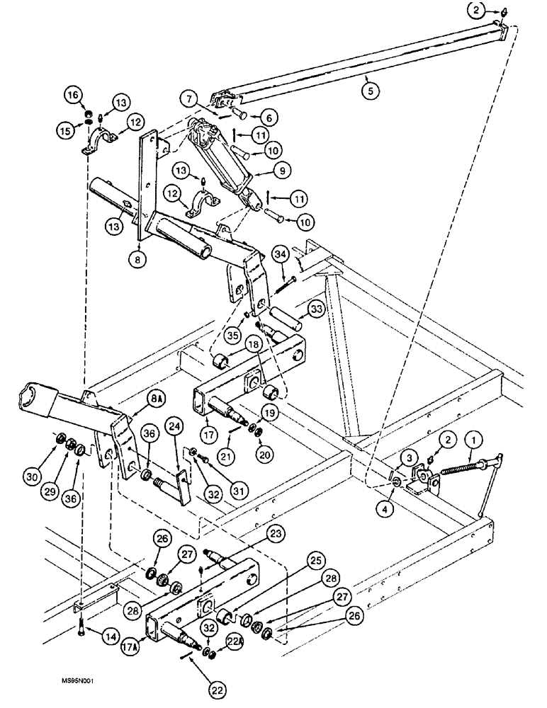 Схема запчастей Case IH 4900 - (9-04) - PRIMARY WING FRAME AXLES AND DEPTH CONTROL (09) - CHASSIS/ATTACHMENTS