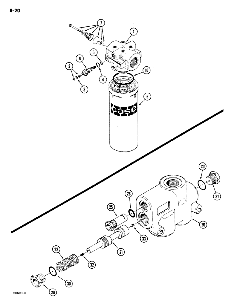 Схема запчастей Case IH 9180 - (8-20) - HYDRAULIC OIL FILTER (08) - HYDRAULICS