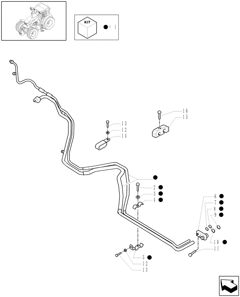 Схема запчастей Case IH MXU135 - (1.94.3/01[05]) - (VAR.435-437/1-608-612) AIR CONDITIONING SYSTEM PIPES - D5332 (10) - OPERATORS PLATFORM/CAB