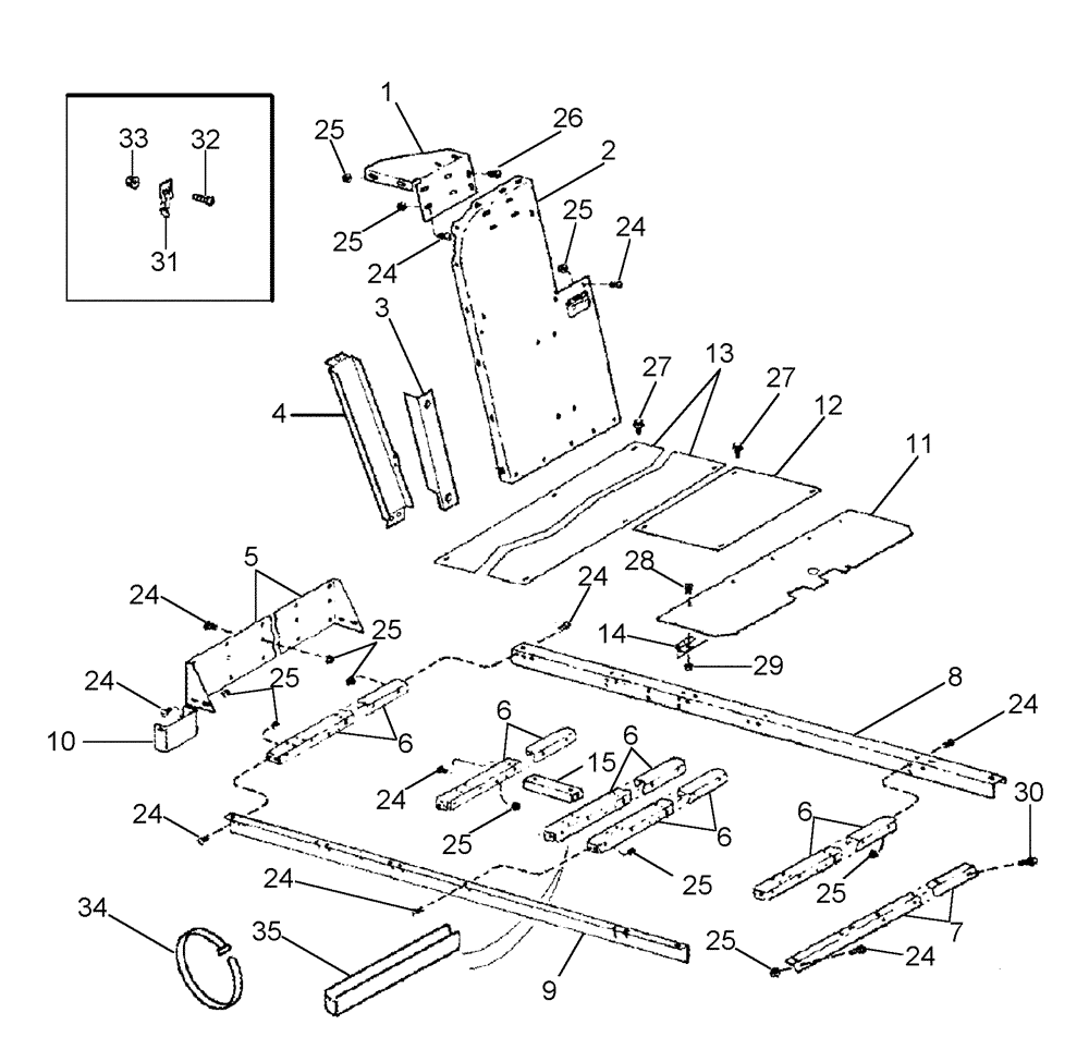 Схема запчастей Case IH 2388 - (09H-01[03]) - ENGINE SHIELDS AND SERVICE DECK SUPPORTS - ASN JJC0273000 (12) - CHASSIS