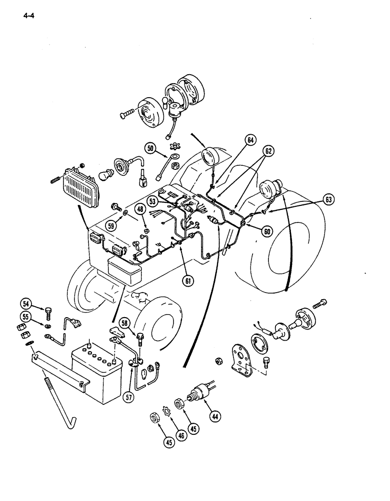 Схема запчастей Case IH 255 - (4-04) - WIRING HARNESS AND BATTERY (CONTD) (04) - ELECTRICAL SYSTEMS