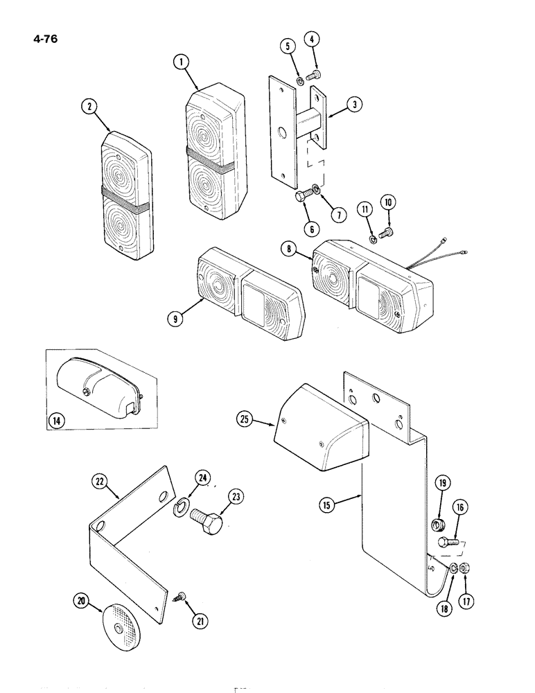 Схема запчастей Case IH 1194 - (4-76) - SIDE AND REAR WARNING LAMPS, TRACTORS WITH CAB (04) - ELECTRICAL SYSTEMS