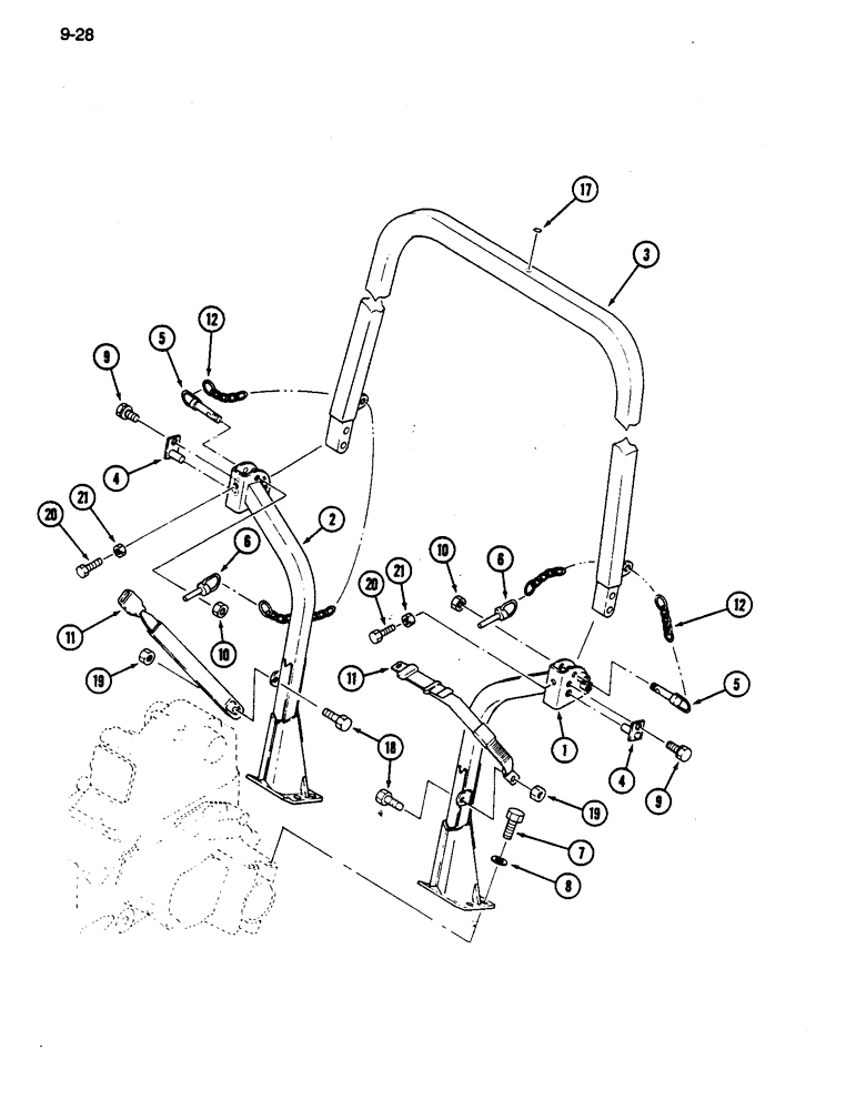 Схема запчастей Case IH 255 - (9-28) - ROPS FRAME (09) - CHASSIS/ATTACHMENTS