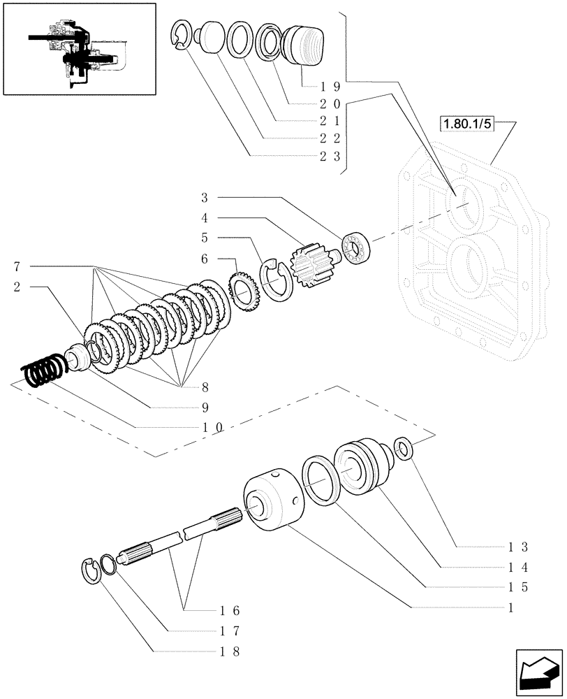 Схема запчастей Case IH JX1070U - (1.80.7/03) - (VAR.727) SYNCHRO MESH GEARED POWER TAKE -OFF 540 RPM - CLUTCH DISKS (07) - HYDRAULIC SYSTEM