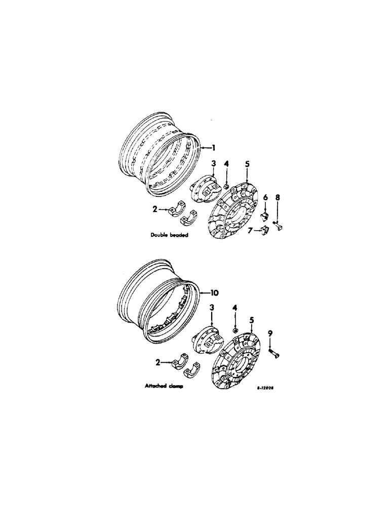 Схема запчастей Case IH 2806 - (L-08[A]) - WHEELS & WHEEL WEIGHTS, REAR WHEELS, INTERNATIONAL TRACTORS Wheels & Wheel Weights