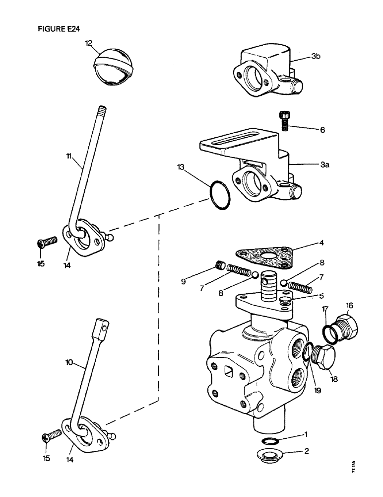 Схема запчастей Case IH 1412 - (E24-1) - SELECTAMATIC HYDRAULIC SYSTEM, THREE WAY SELECTOR VALVE, [A] 1410Q,1410SK,1412Q,1412SK [B] 1410,1412 (07) - HYDRAULIC SYSTEM