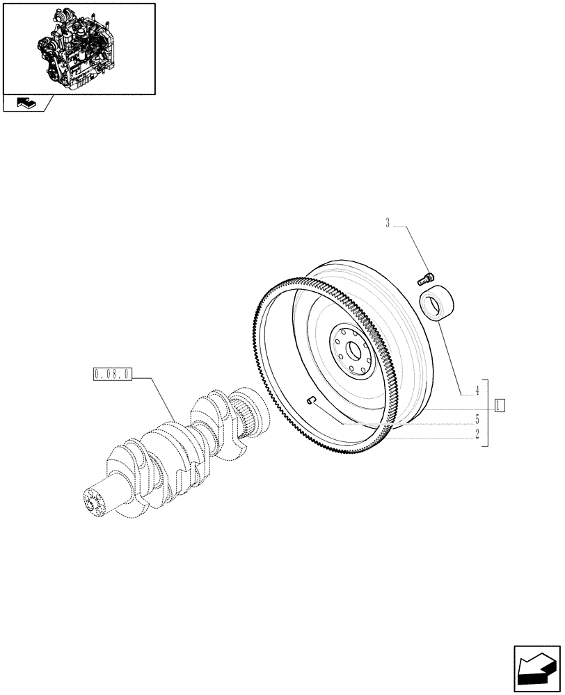 Схема запчастей Case IH FARMALL 85N - (0.08.3) - FLYWHEEL (01) - ENGINE