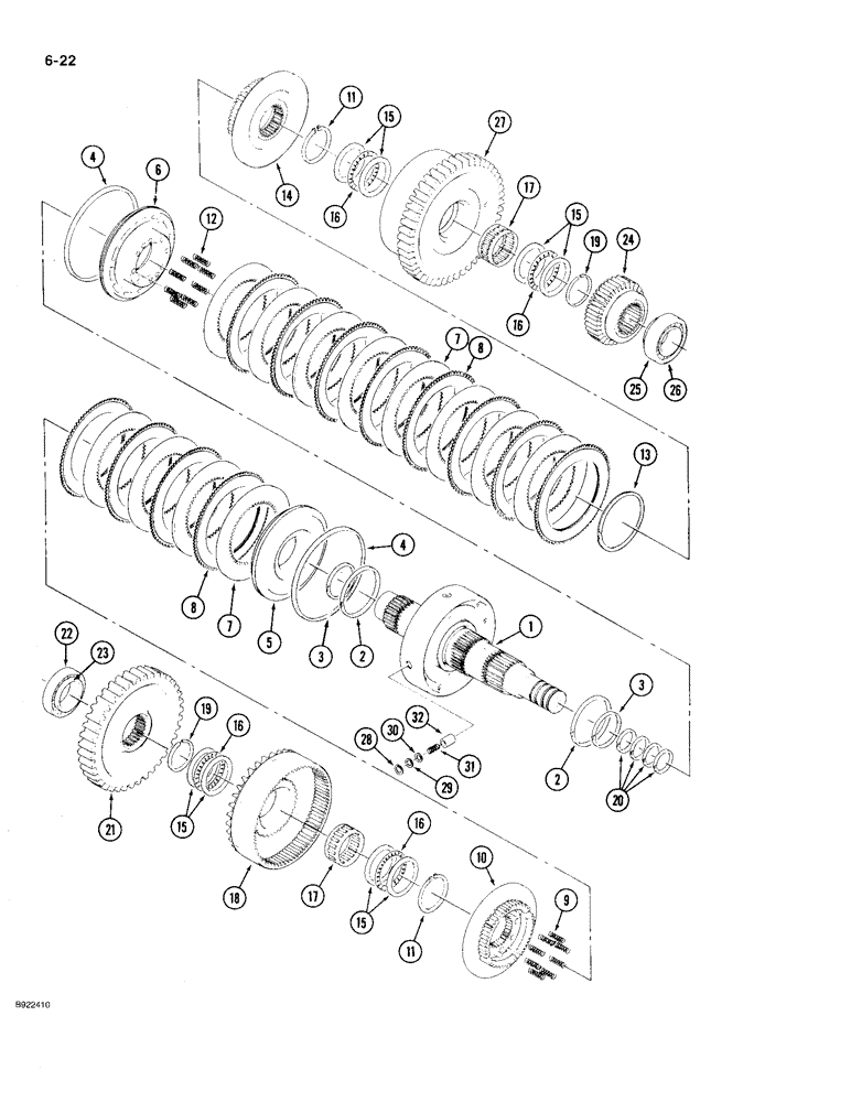 Схема запчастей Case IH 9230 - (6-022) - TRANSMISSION ASSEMBLY, 9 INCH CLUTCH PACK (CONTD) (06) - POWER TRAIN