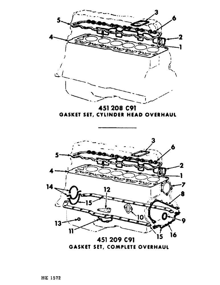 Схема запчастей Case IH 375 - (C-14) - 6 CYLINDER, 232 CARBURETED ENGINE, ENGINE GASKET SETS, CYLINDER HEAD (01) - ENGINE