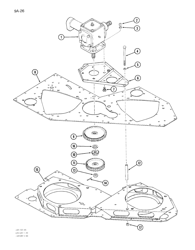 Схема запчастей Case IH 1822 - (9A-026) - GEAR AND SPROCKETS DRUM DRIVE (13) - PICKING SYSTEM