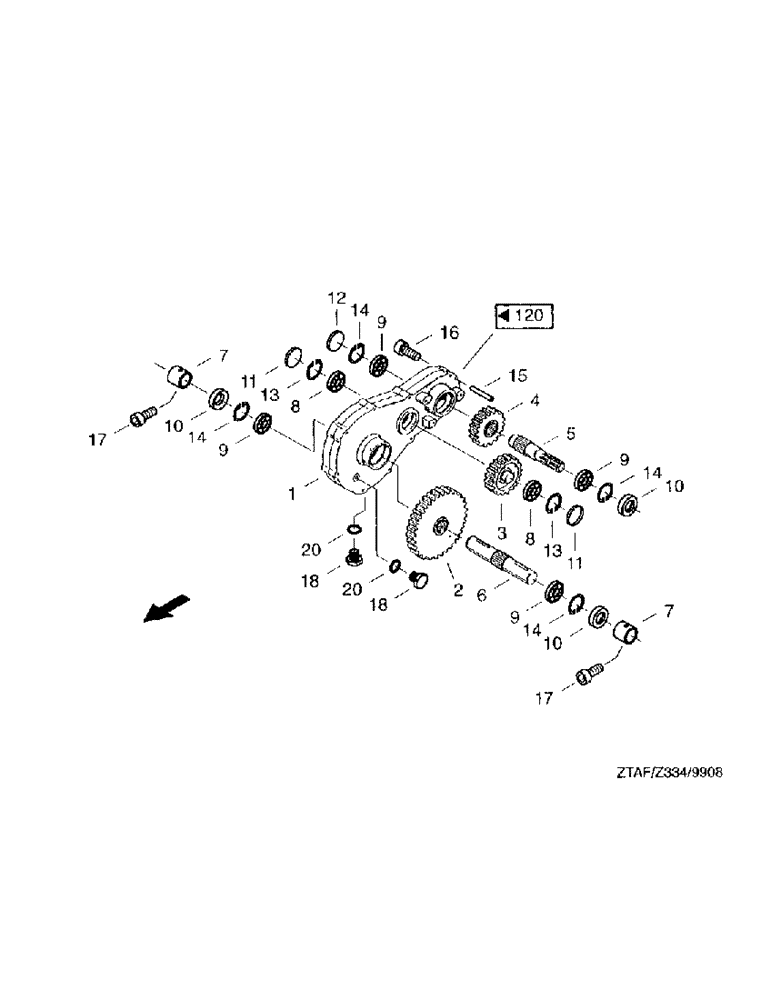 Схема запчастей Case IH PU3F0 - (26) - CENTER GEAR (58) - ATTACHMENTS/HEADERS