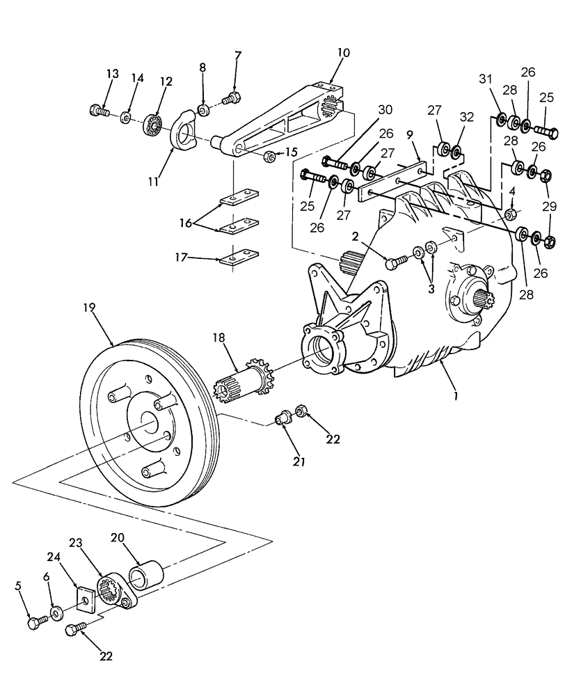 Схема запчастей Case IH SBX550 - (012) - GEARBOX & FLYWHEEL (31) - IMPLEMENT POWER TAKE OFF