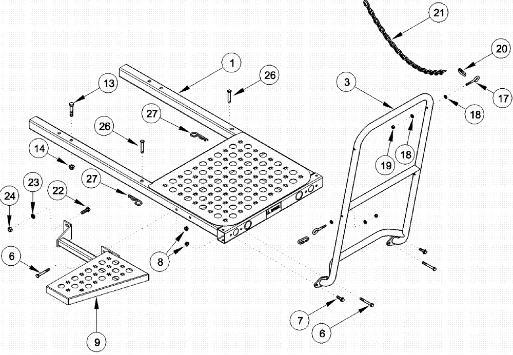 Схема запчастей Case IH 620 - (09F-12A) - SERVICE DECK PLATFORM (12) - CHASSIS