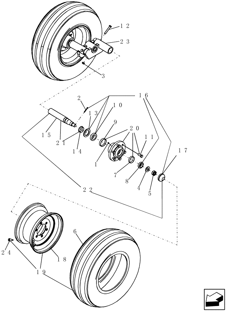 Схема запчастей Case IH 400 - (44.100.04) - 6 BOLT HUB AND SPINDLE (44) - WHEELS