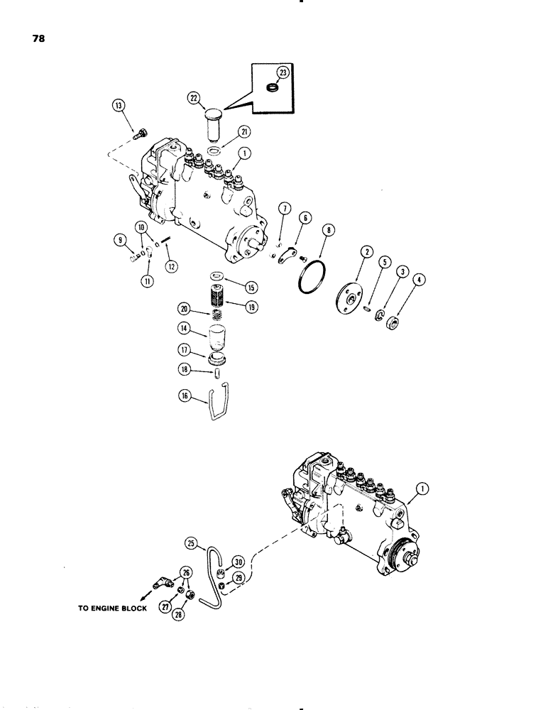 Схема запчастей Case IH 1270 - (078) - FUEL INJECTION PUMP, (451BDT) DIESEL ENGINE, WITH LUBE TUBE ON INSIDE (03) - FUEL SYSTEM