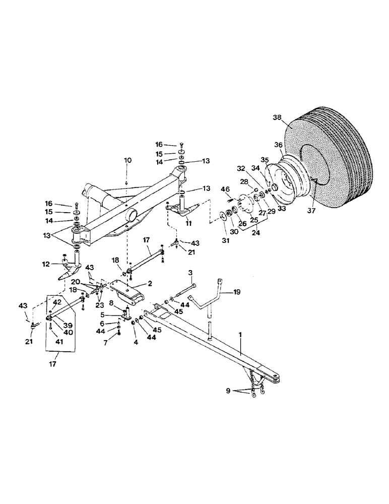 Схема запчастей Case IH 1802 - (44) - FRONT SPINDLES AND DRAWBAR GROUP 