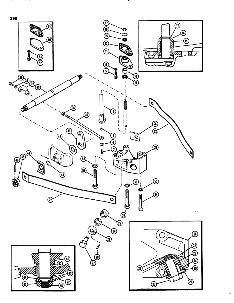 Схема запчастей Case IH 1070 - (0398) - D-O-M LOWER SENSING LINKAGE (09) - CHASSIS/ATTACHMENTS