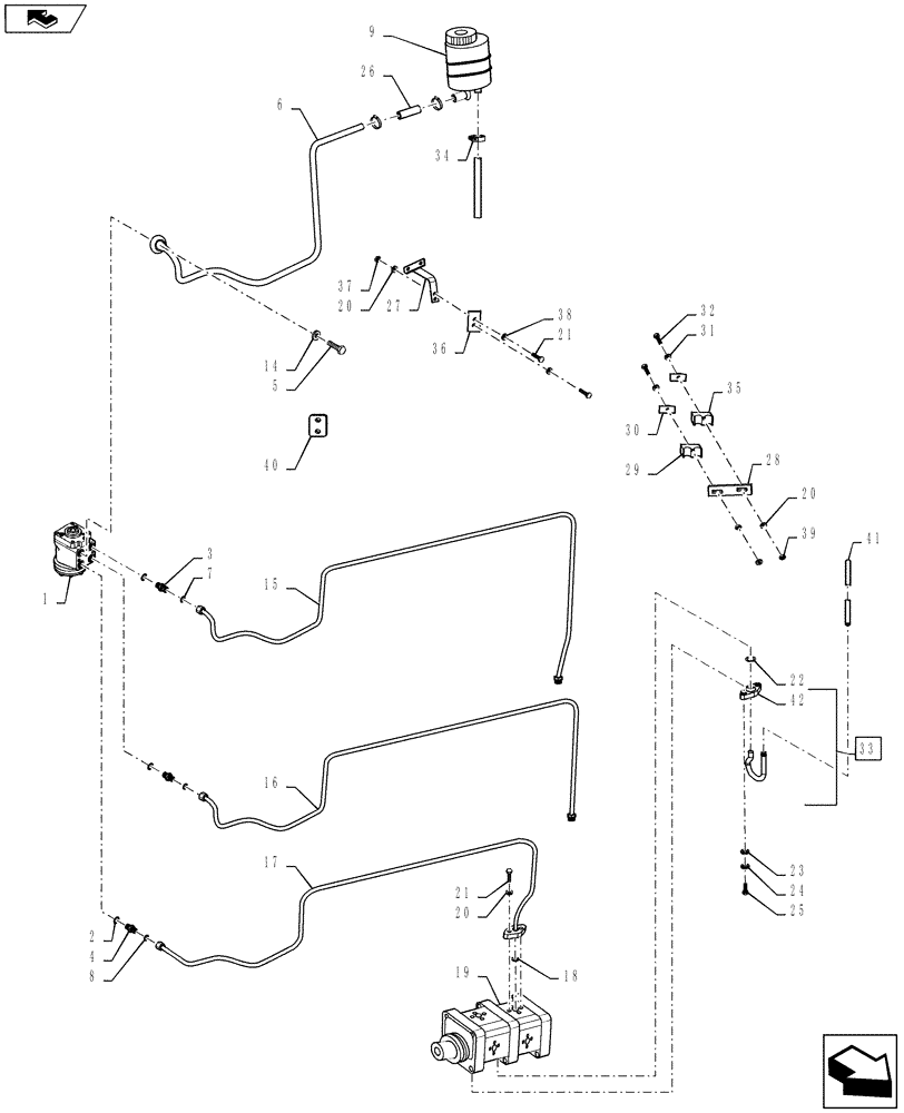Схема запчастей Case IH FARMALL 75A - (41.200.02) - STEERING RESERVOIR TO PUMP CIRCUIT (41) - STEERING