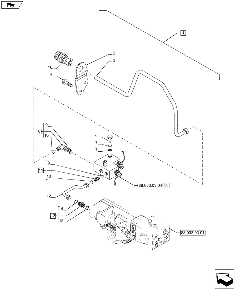 Схема запчастей Case IH PUMA 170 - (88.033.03[02]) - DIA KIT - HYDRAULIC TRAILER BRAKE (ITALY) (88) - ACCESSORIES