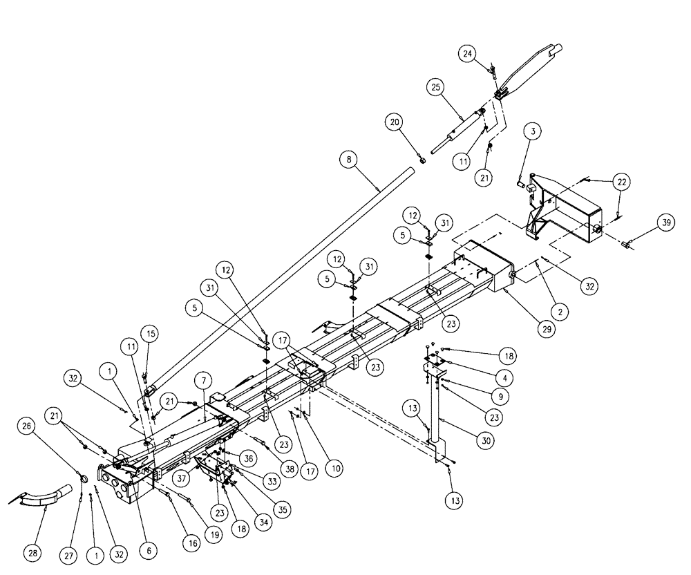 Схема запчастей Case IH FLX810 - (04-021) - BOOM GROUP, 2.5”, IINNER, RH, 70’ Boom Group