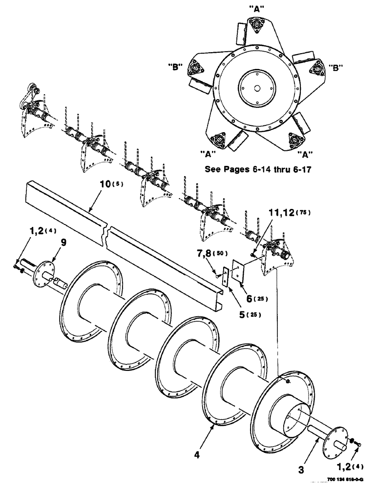 Схема запчастей Case IH 625 - (6-04) - REEL ASSEMBLY, 18 FOOT (58) - ATTACHMENTS/HEADERS