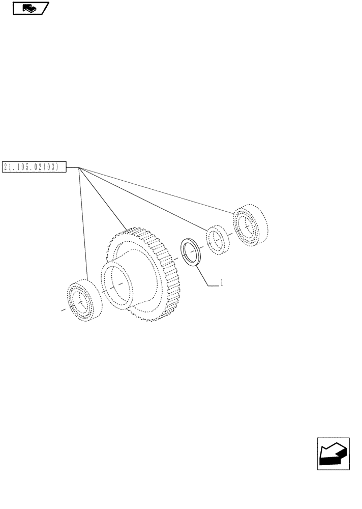 Схема запчастей Case IH MAGNUM 210 - (21.105.02[05]) - PUMPS FOR HYDRAULIC SYSTEM AND LIFT, SHIMS, WITH POWERSHIFT TRANSMISSION (21) - TRANSMISSION