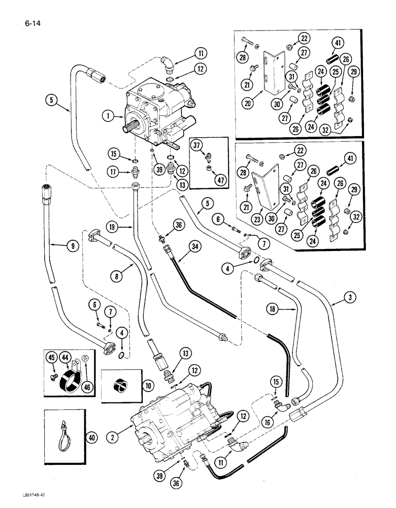 Схема запчастей Case IH 1680 - (6-014) - HYDROSTATIC PUMP AND MOTOR SYSTEM, TWO SPEED, CORN, GRAIN, & RICE, PRIOR TO P.I.N. JJC0047918 (03) - POWER TRAIN