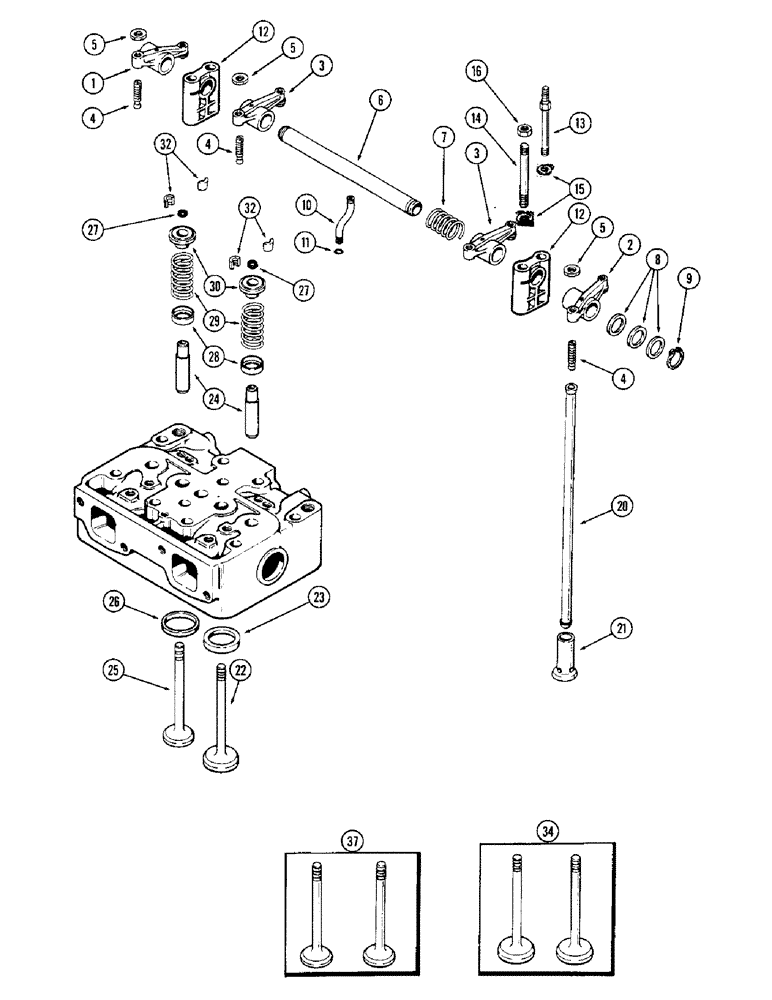 Схема запчастей Case IH 1370 - (032) - VALVE MECHANISM, (504BDT) DIESEL ENGINE (02) - ENGINE