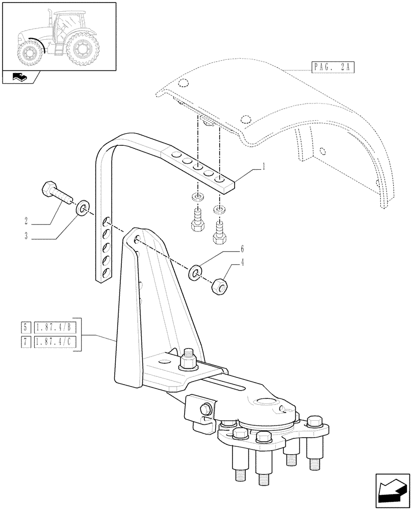 Схема запчастей Case IH PUMA 115 - (1.87.4[01A]) - 4WD DYNAMIC FRONT FENDERS WITH AXLE WITH BRAKE - D5799 (VAR.333884-334884-335884-337884) (08) - SHEET METAL